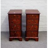 A pair of 18th century style mahogany four drawer pedestals, on bracket feet, 35cm wide x 77cm high.