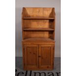 A small 19th century pine bookcase cupboard,