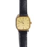 An Omega De Ville Quartz 18ct gold curved square cased gentleman's wristwatch,