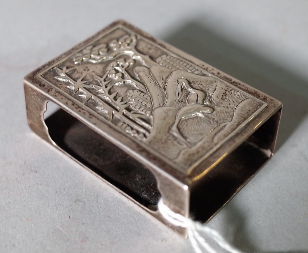 A Chinese export silver matchbox cover, mark of Luen Hing, late 19th/early 20th century, - Image 2 of 2