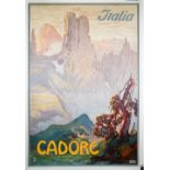 Cadore Italia, Istitvto Veneto di Arte Grafi Che-Venezia, Italian tourism poster, circa 1930,