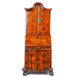 An 18th century Swedish burr alder miniature bureau bookcase,