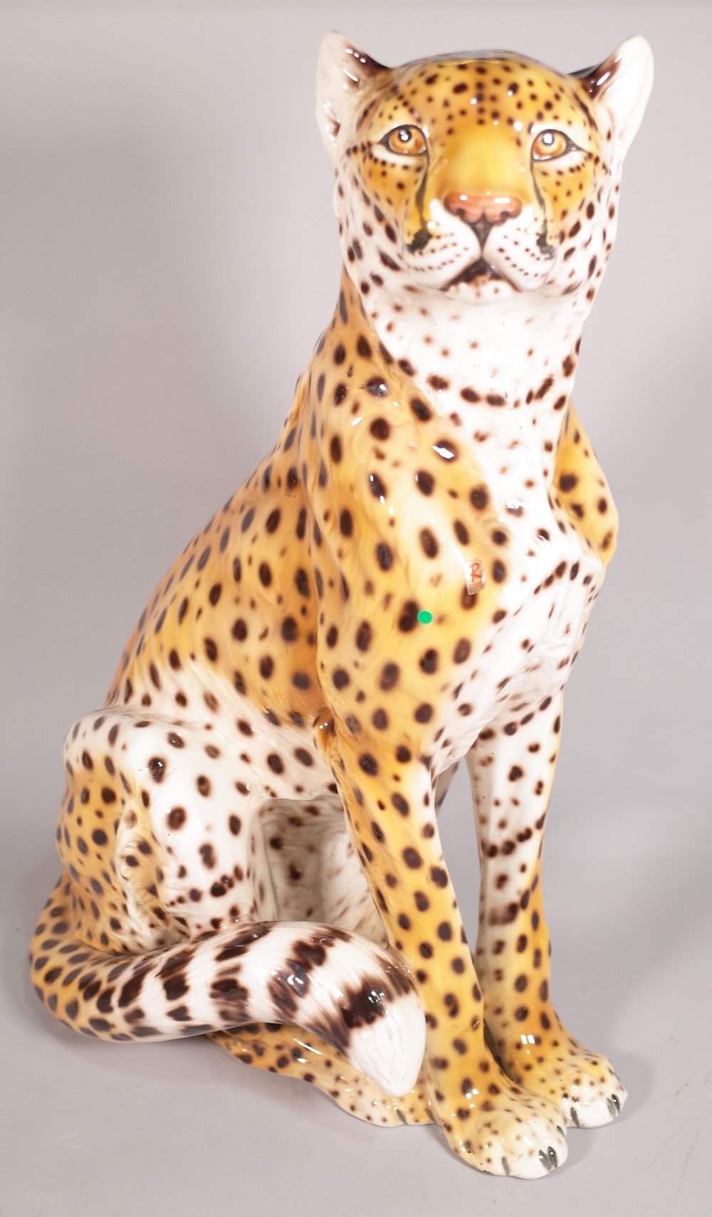Runzan; a large 20th century ceramic model of a leopard, 64cm high.