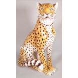 Runzan; a large 20th century ceramic model of a leopard, 64cm high.