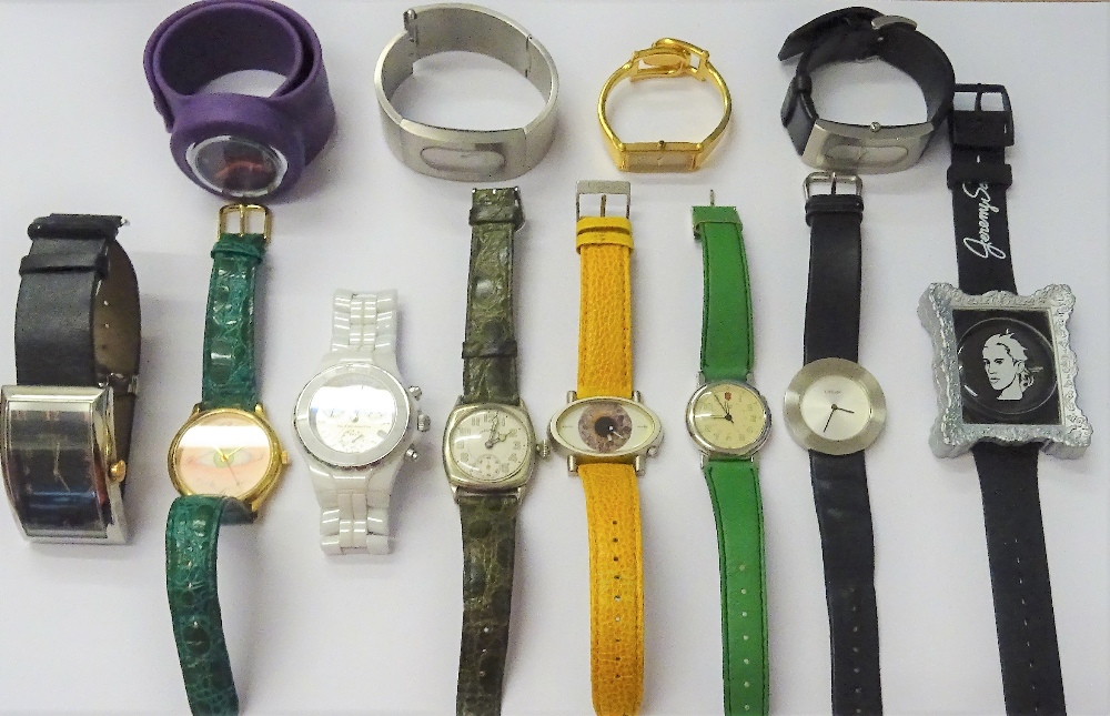 A group of twelve modern fashion wristwatches, including; Techno Marine, Gucci, Swatch,