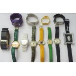 A group of twelve modern fashion wristwatches, including; Techno Marine, Gucci, Swatch,