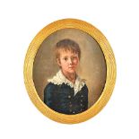 French School (19th century), Portrait of a boy, oval, oil on canvas, 51cm x 43cm.