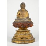 A Japanese giltwood figure of Amida Buddha, probably 19th century,