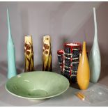 20th century ceramics, including; a pair of Australian Art Nouveau type vases, 32cm high,