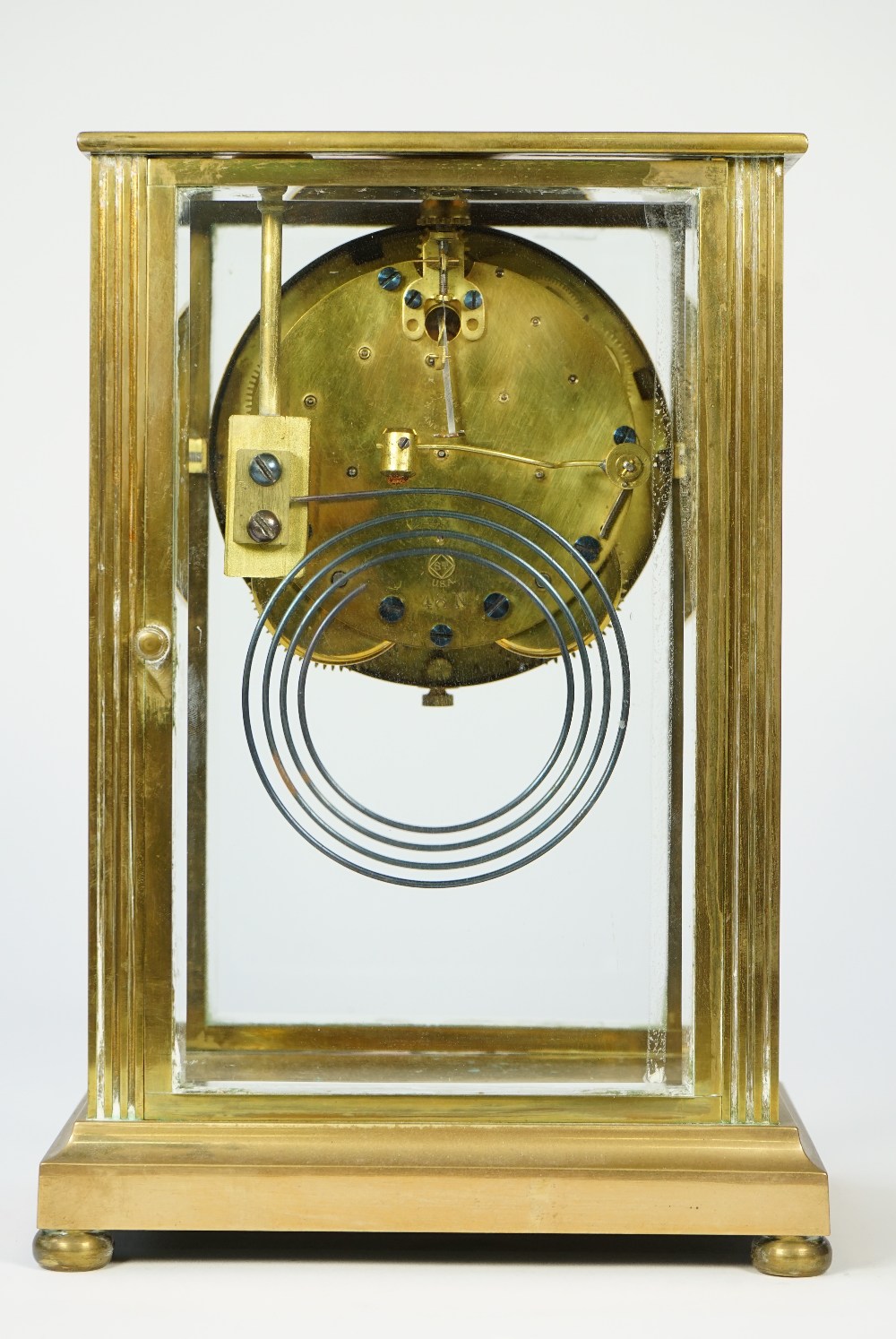 A brass cased four glass mantel clock, early 20th century, - Image 3 of 4
