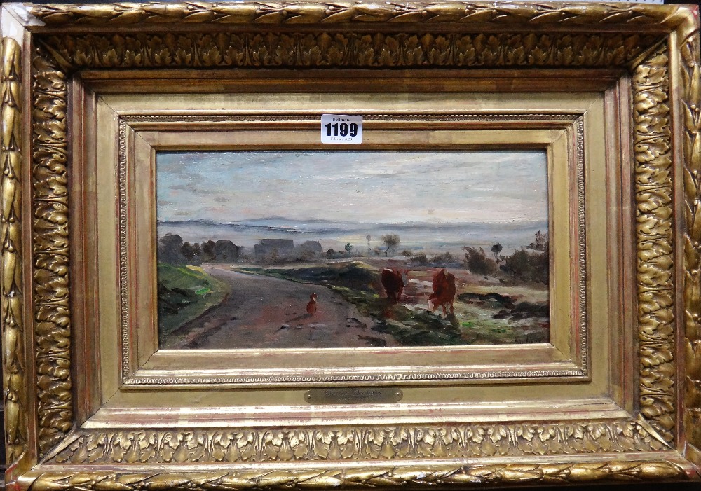 Attributed to Charles-Francois Daubigny (1817-1878), Landscape with cattle, oil on panel, - Image 2 of 4