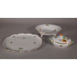 Herend; a group of dinner wares, comprising; oval meat plate, 30cm wide, tureen and cover,
