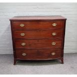 A Regency mahogany bowfront chest of four long graduated drawers,