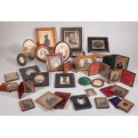 A quantity of early 20th century negative photographs within gilt metal frames and sundry, (qty).