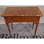 An 18th century oak single drawer side table on club supports, 80cm wide x 70cm high.