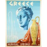 Designer Unknown, Greece Mineral springs, circa 1950s, tourism poster, lithograph in colours,