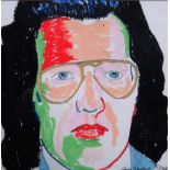 Clive Barker (b.1940), Self Portrait, wax crayon, signed and dated 29/8/87, 19.5cm x 19.5cm.