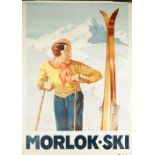 Unknown artist 'Morlok-ski', circa 1940, lithograph in colours, 66cm x 47cm rolled.