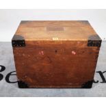 An early 20th century oak and iron bound silver chest, 53cm wide x 39cm high.