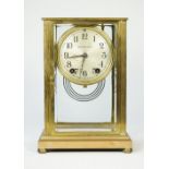 A brass cased four glass mantel clock, early 20th century,