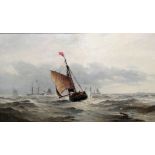 Frederick James Aldridge (1850-1933), Vessels off the coast, oil on canvas, signed, 35cm x 60cm.
