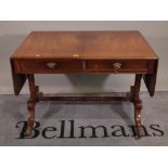 A late George III mahogany drop flap sofa table, with pair of frieze drawers,