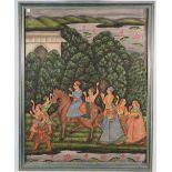 A large Indian painting, 20th century, opaque pigments on silk,