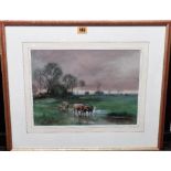 Henry Charles Fox (1860-1929), Cattle grazing, watercolour and bodycolour, 25cm x 35.5cm.