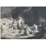 After Rembrandt van Rijn, Christ before his followers; Landscape, two etchings, unframed,