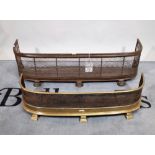 Two early 20th century brass and metal mesh fire fenders,