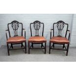 A set of eleven George III mahogany dining chairs, with splat and channelled square supports,