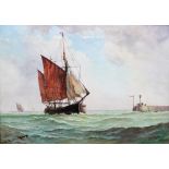 John Donaldson (b.1945), Boat entering harbour, oil on canvas, signed, 29cm x 40cm.