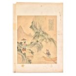 A concertina album of ten Chinese watercolour paintings on paper, 19th/20th century,