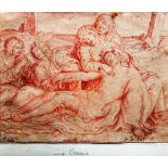 Manner of Jan de Braij, The Lamentation, sanguine ink and wash, 12.5cm x 16cm.