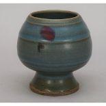 A Chinese junyao waterpot, bulbous form on spreading base,