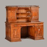 Meubles Hebtensten Paris; a late 19th century walnut writing desk,