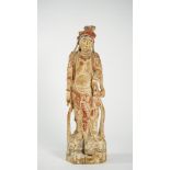 A polychrome painted wood figure of Guanyin, probably Ming dynasty,