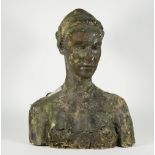Franta Belsky (1921-2000) bust of a lady, verdigris patinated resin, signed 'F. BELSKY', 56cm high.