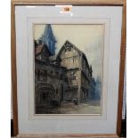 English School (19th century), Joan of Arc's house at Orleans, watercolour, 36cm x 26cm.