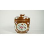 A Chinese Batavian ware famille-rose deep bowl and cover, Qianlong,