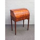 A 19th century inlaid satinwood cylinder writing desk,
