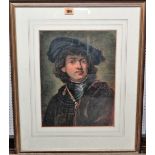 After Rembrandt, Self portrait as a young man, watercolour, 35cm x 26.5cm.
