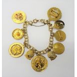 A gold multiple circular link bracelet,
