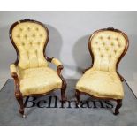 A Victorian mahogany framed gentleman's spoon back armchair, 65cm wide x 103cm high,