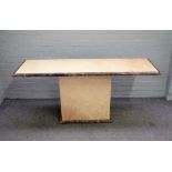 A 20th century marble console table, the banded rectangular top,