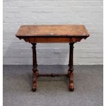 A Victorian figured walnut games table,