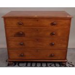 A Victorian mahogany chest of four long graduated drawers, on turned feet, 107cm wide x 91cm high.