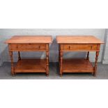 A pair of 17th century style oak side tables,