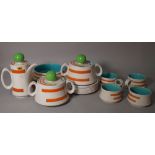 Mancer; a 20th century part diner service with orange stripe decoration, (qty).