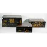 A set of three graduated Chinese wooden chests, early 20th century,